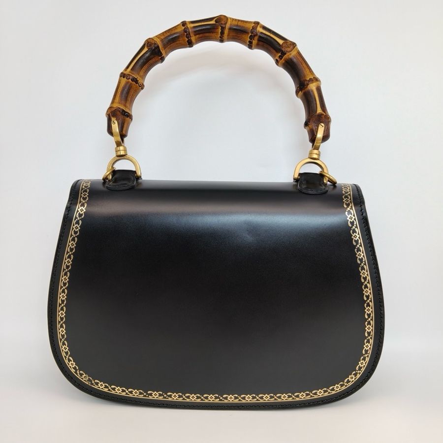 古馳/Gucci 竹節box光面牛皮手提包 98新 底長26-3