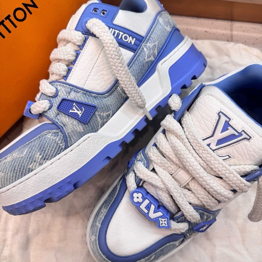 LouisVuitton路易威登 Trainer Maxi 白藍牛仔胖丁休閒鞋 7碼 41-1