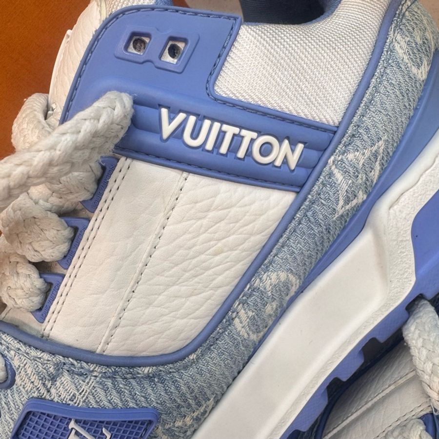 LouisVuitton路易威登 Trainer Maxi 白藍牛仔胖丁休閒鞋 7碼 41-2