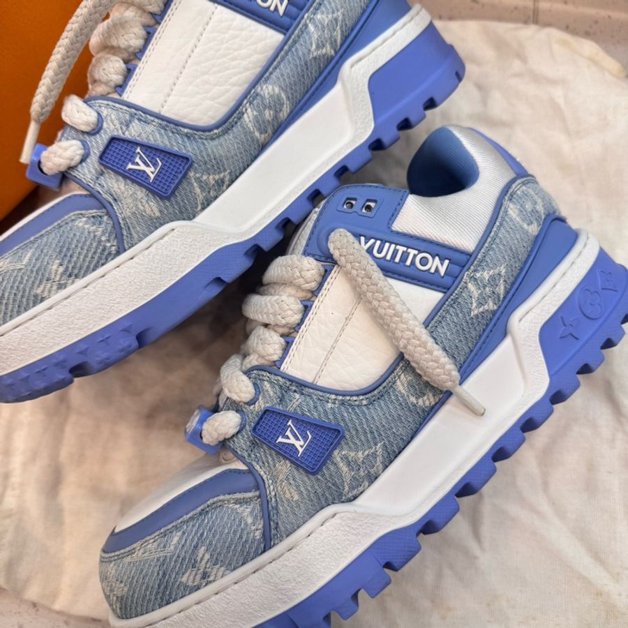 LouisVuitton路易威登 Trainer Maxi 白藍牛仔胖丁休閒鞋 7碼 41-4