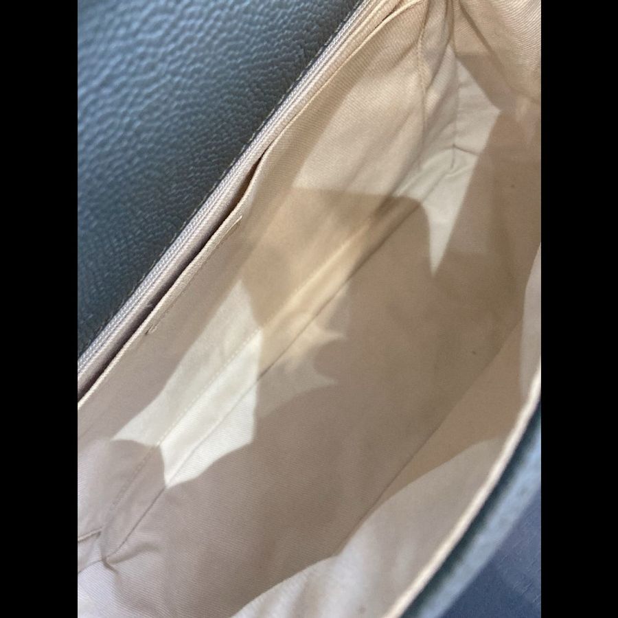 98新 Chanel香奈兒墨綠色 大logo鏈條包鐳射 銀扣 荔枝皮-5