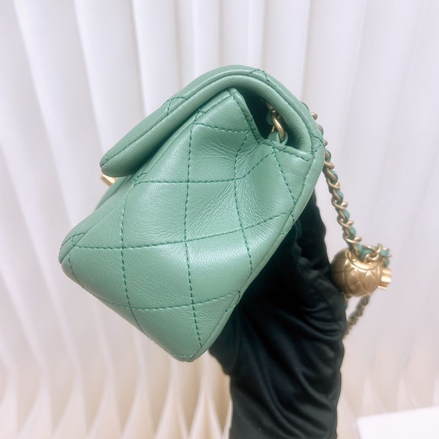 Chanel 23c mini cf 20 翡翠綠金球鏈條包-3