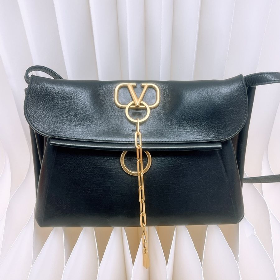 Valentino vchain 黑色斜挎包-0