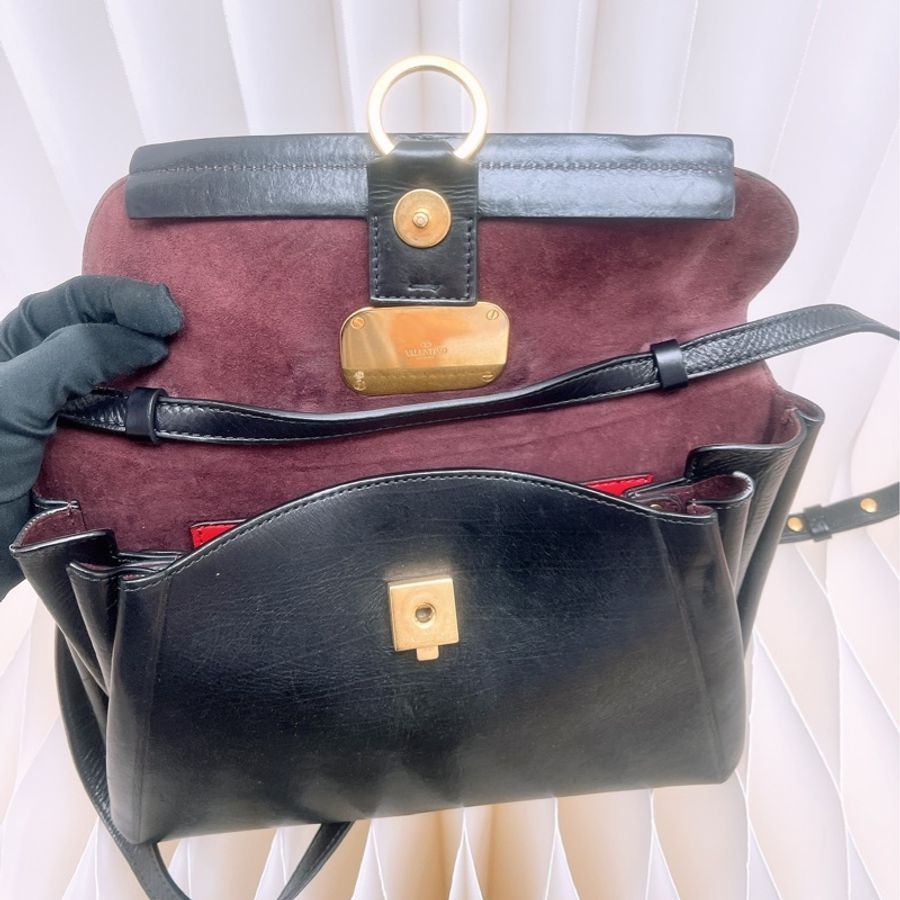 Valentino vchain 黑色斜挎包-6