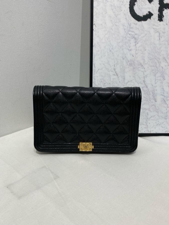 Chanel 香奈兒 leboy woc鏈條包 黑金荔枝皮 29開尺寸:12x19x3.5cm-1