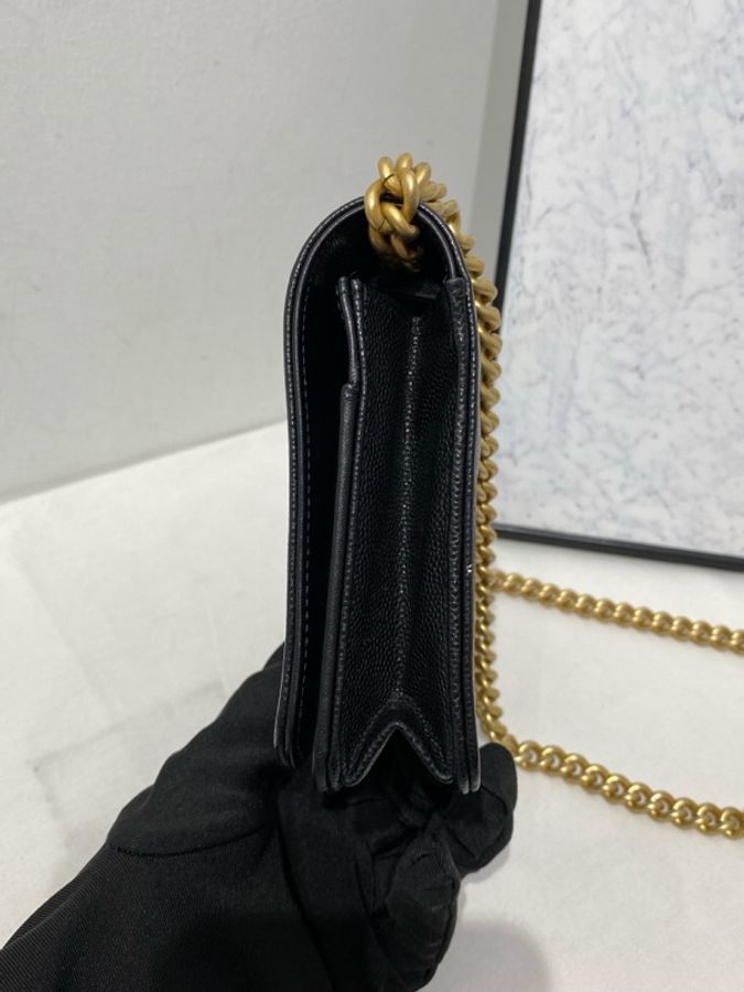 Chanel 香奈兒 leboy woc鏈條包 黑金荔枝皮 29開尺寸:12x19x3.5cm-2
