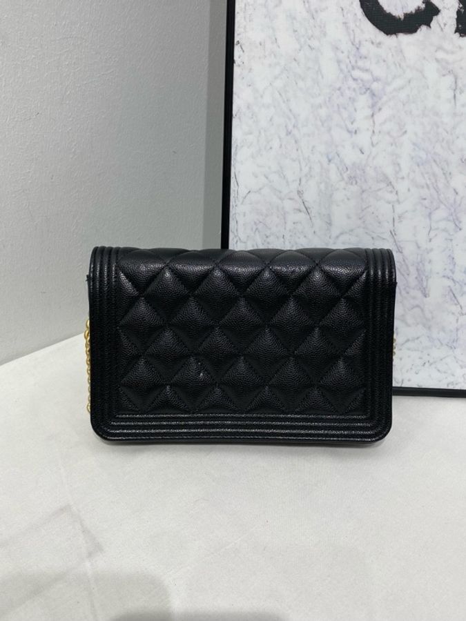 Chanel 香奈兒 leboy woc鏈條包 黑金荔枝皮 29開尺寸:12x19x3.5cm-3