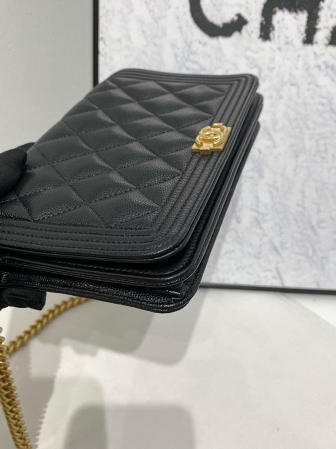 Chanel 香奈兒 leboy woc鏈條包 黑金荔枝皮 29開尺寸:12x19x3.5cm-7