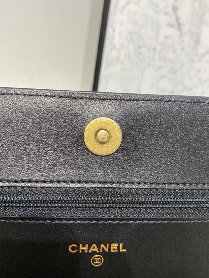 Chanel 香奈兒 leboy woc鏈條包 黑金荔枝皮 29開尺寸:12x19x3.5cm-14