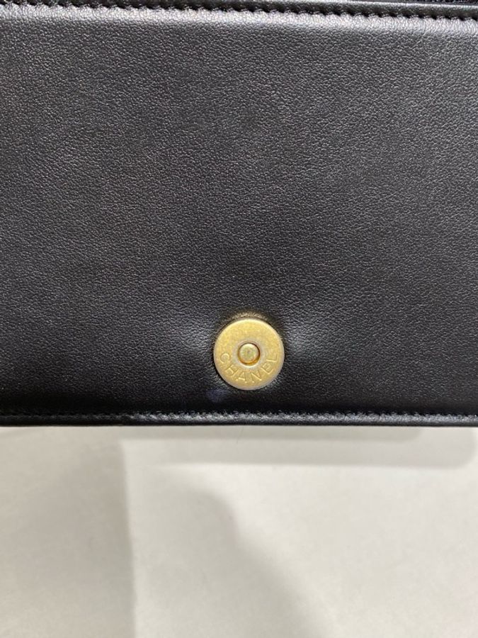 Chanel 香奈兒 leboy woc鏈條包 黑金荔枝皮 29開尺寸:12x19x3.5cm-15