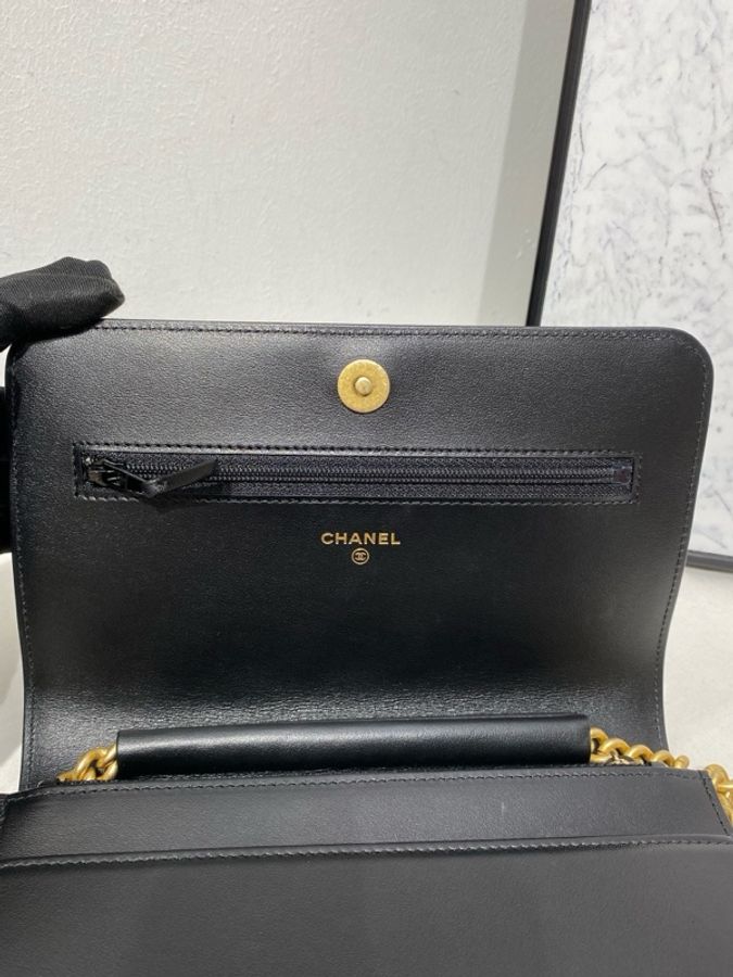 Chanel 香奈兒 leboy woc鏈條包 黑金荔枝皮 29開尺寸:12x19x3.5cm-16