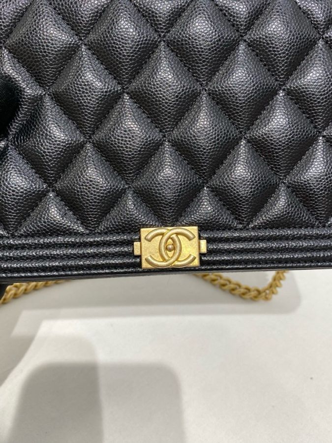 Chanel 香奈兒 leboy woc鏈條包 黑金荔枝皮 29開尺寸:12x19x3.5cm-17