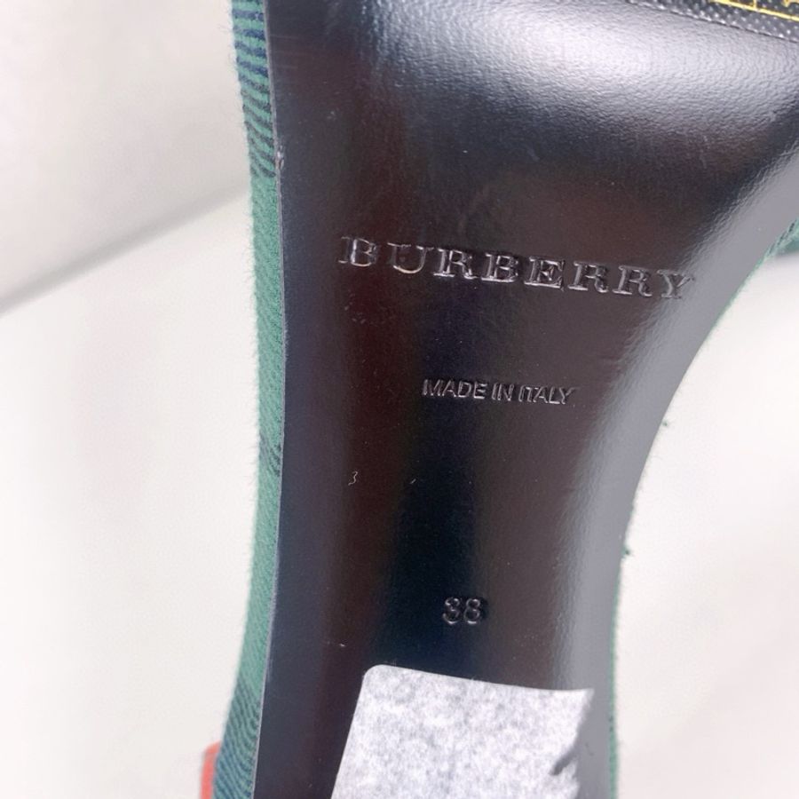 閒置新Burberry 巴寶莉 高跟鞋限量版圓錐高跟 經典格紋綠黃黑高端配色 38碼-4