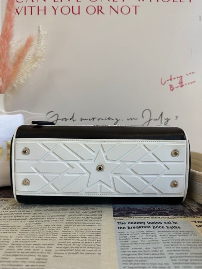 99新迪奧/Dior 全皮黑拼白保齡球 小號 芯片款 底長25cm-5