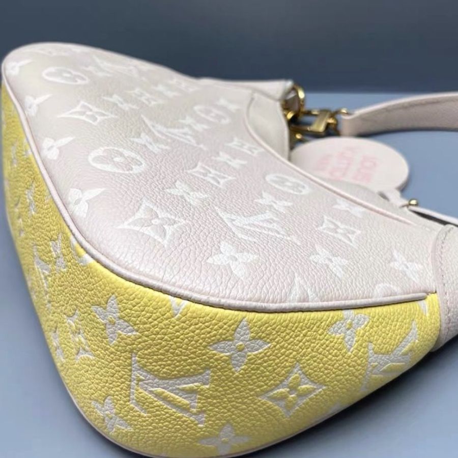 LV 拼色壓花Bagatelle牛角包 24*17 98新配件塵袋-3