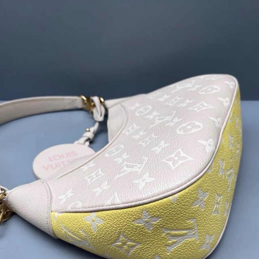 LV 拼色壓花Bagatelle牛角包 24*17 98新配件塵袋-4