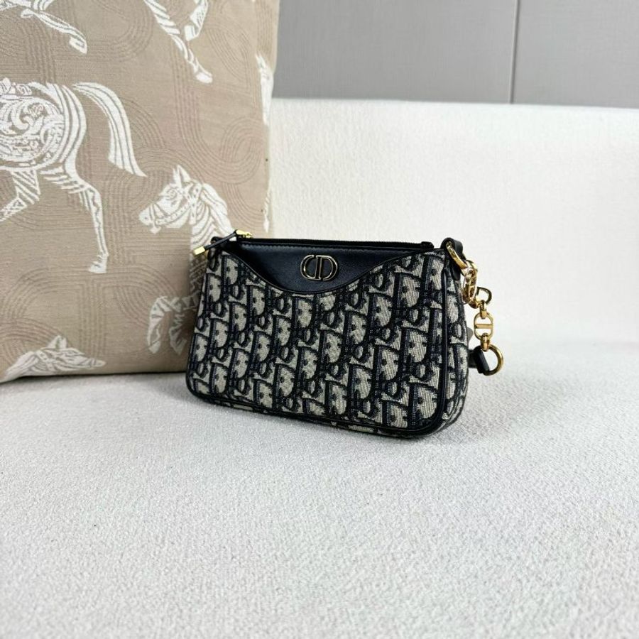 Dior Hobo Avenue三合一腋下包 金扣 藍色老花刺繡 21*13*5 98新配件子袋*2 塵袋-6
