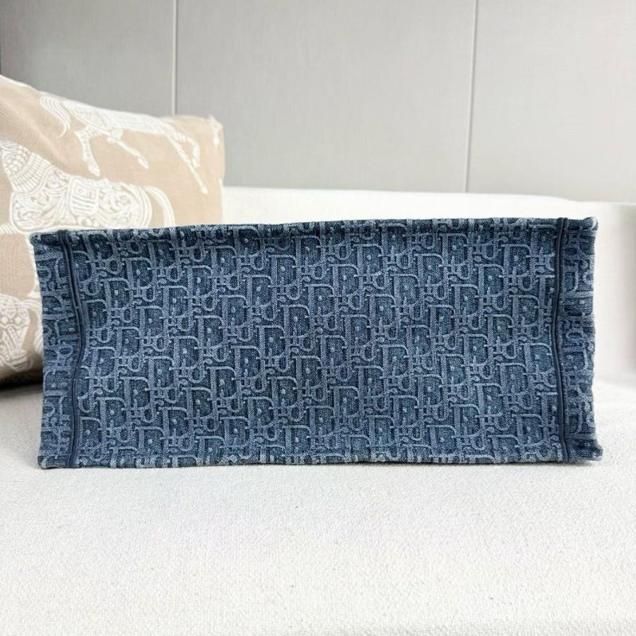 Dior 老花牛仔BookTote托特包大號 藍色 42*35*18 98新配件塵袋 保卡-4