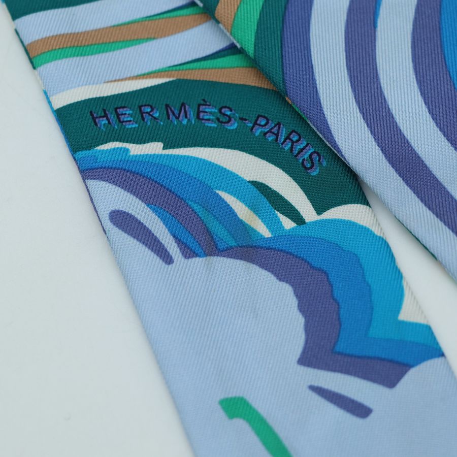 Hermès 愛馬仕 藍色 絲質 Twilly-8