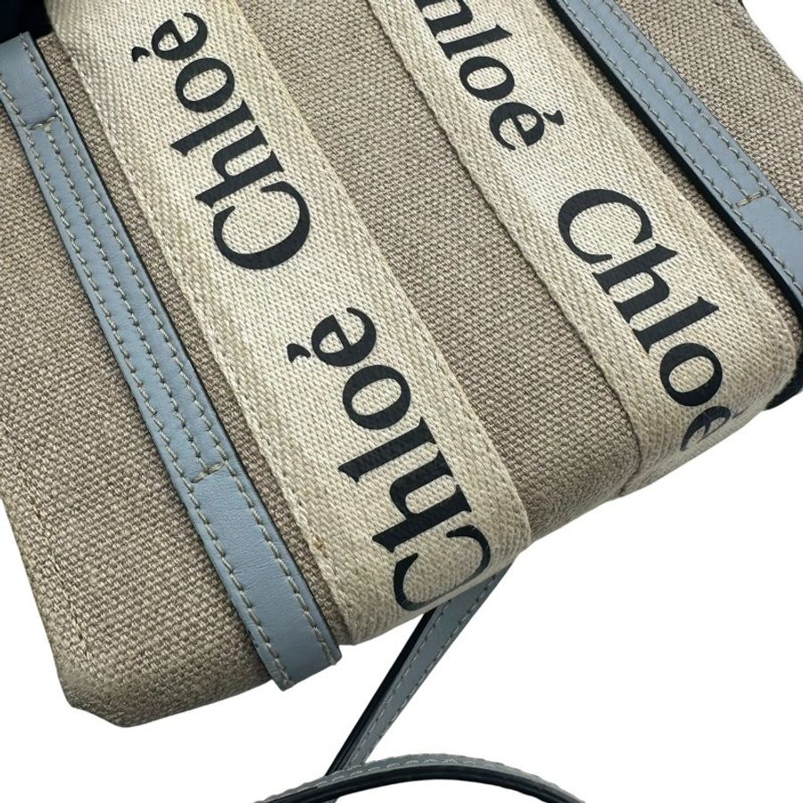 【美收精品】 Chloé woody mini 帆布拼皮托特肩背包 C-679【隔月月中將轉賣至日本 上架期限30天】-11