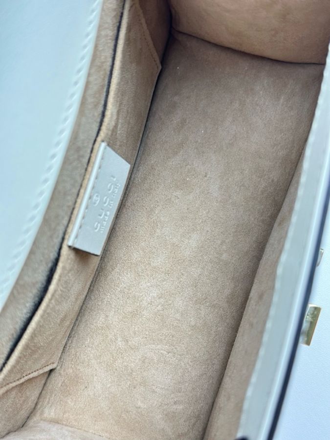 99新 Gucci古馳 小號塞爾維亞白色手提包-7