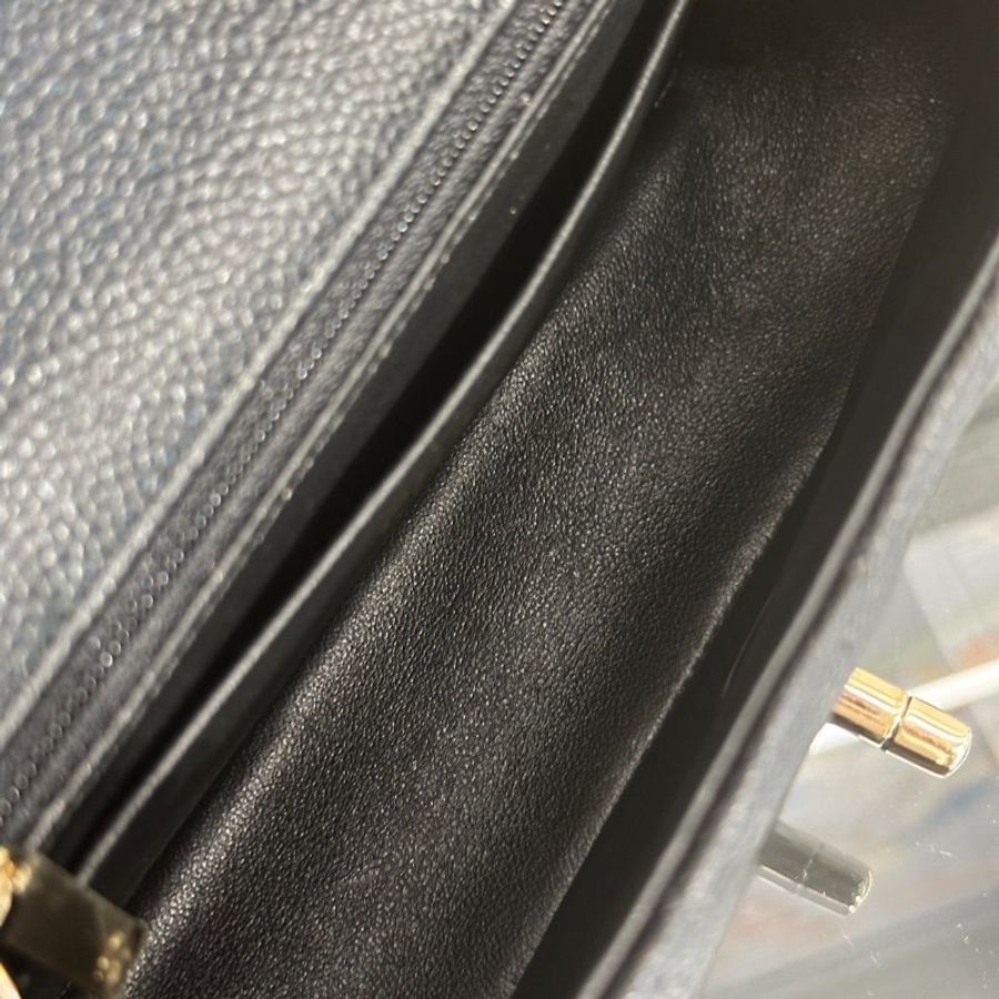 CHANEL 經典口蓋包Mini CF20 - 粒面牛皮黑金25開-6