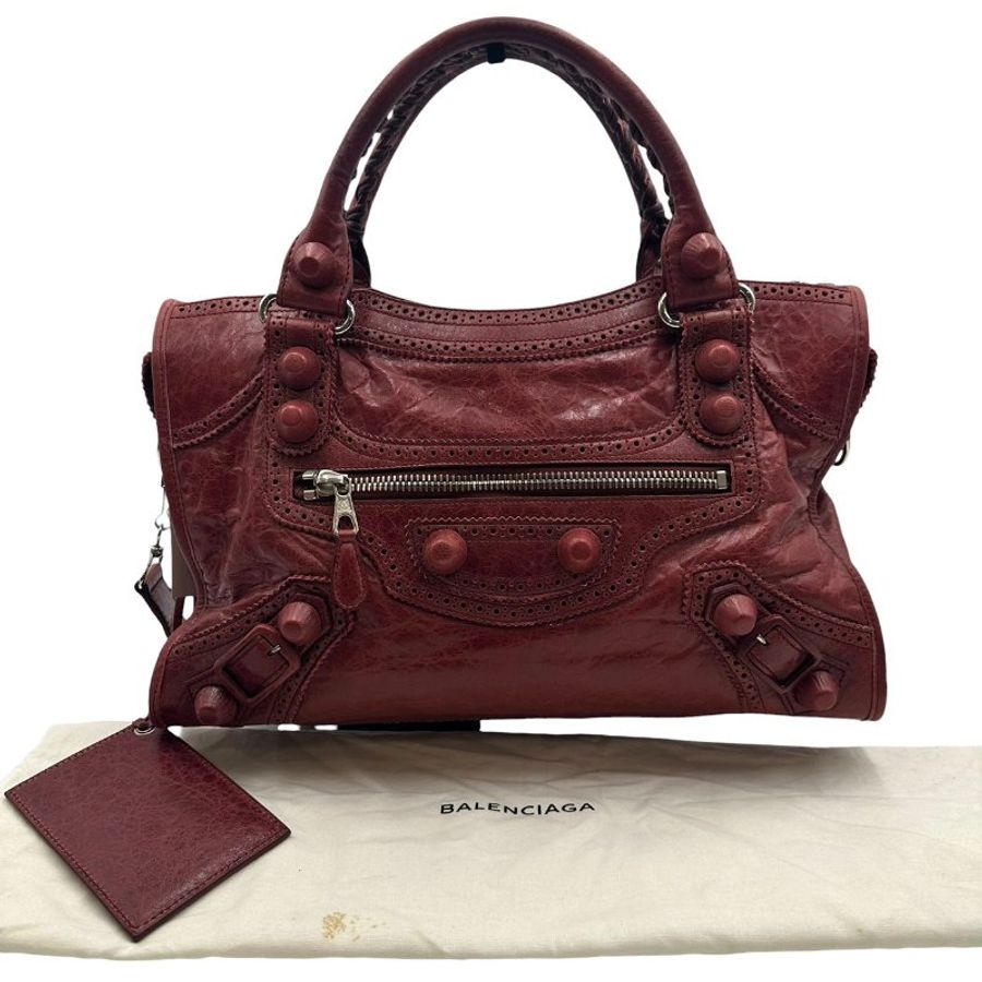 【美收精品】BALENCIAGA 酒紅色大機車包 C-681【隔月月中將轉賣至日本 上架期限30天】-0
