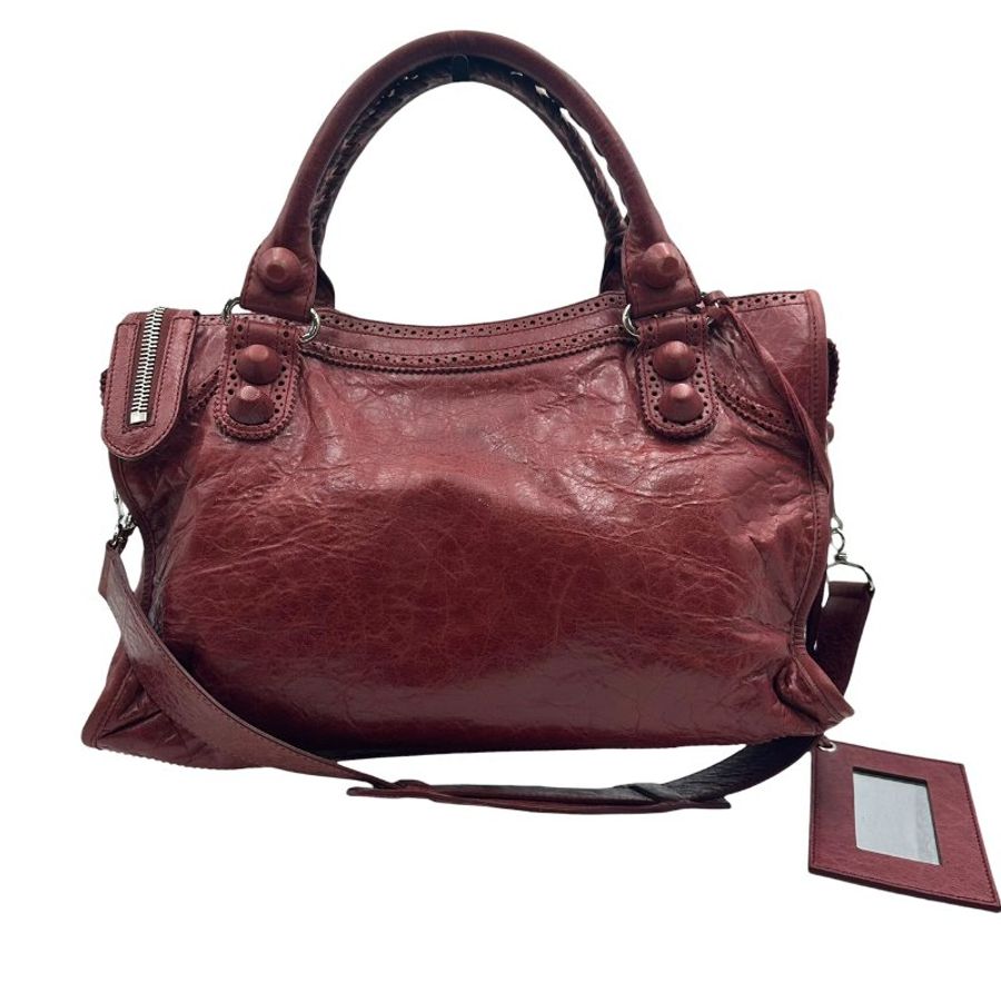 【美收精品】BALENCIAGA 酒紅色大機車包 C-681【隔月月中將轉賣至日本 上架期限30天】-2