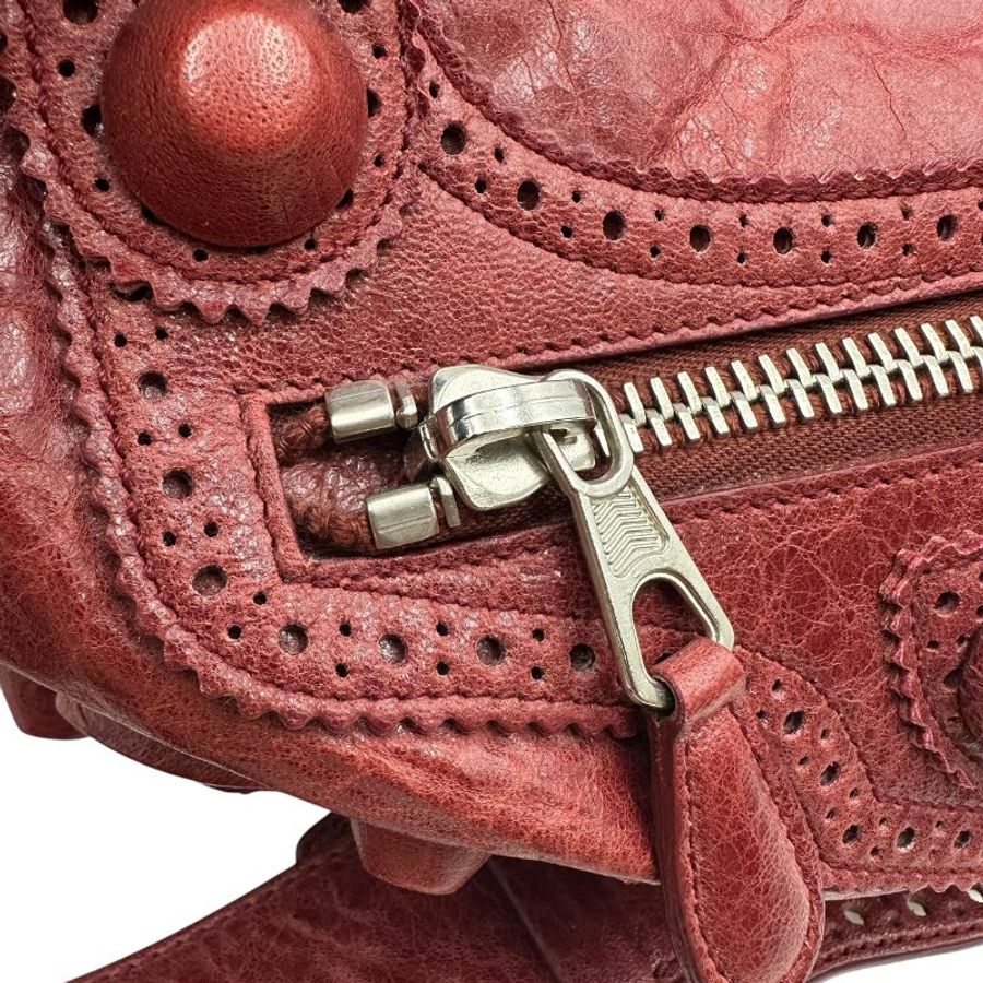 【美收精品】BALENCIAGA 酒紅色大機車包 C-681【隔月月中將轉賣至日本 上架期限30天】-11
