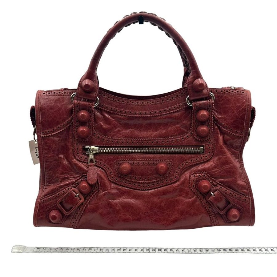 【美收精品】BALENCIAGA 酒紅色大機車包 C-681【隔月月中將轉賣至日本 上架期限30天】-17