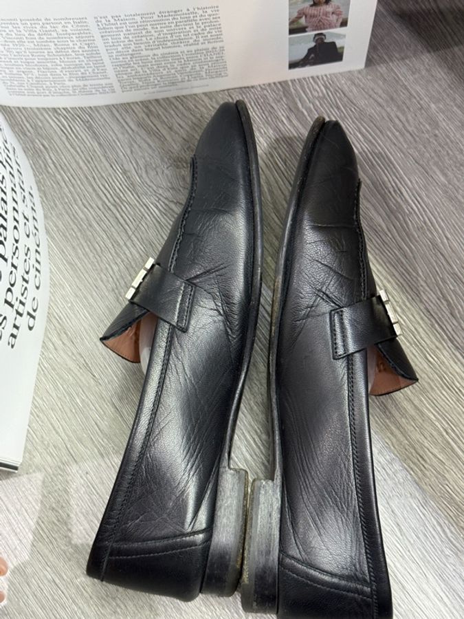 愛馬仕/Hermes 樂福鞋皮鞋銀扣 36.5碼-3