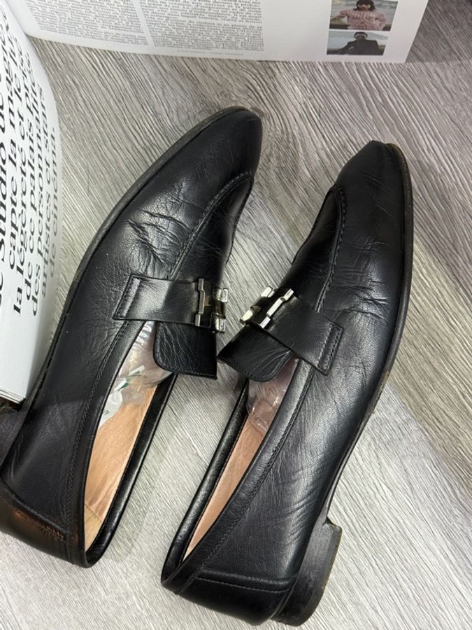 愛馬仕/Hermes 樂福鞋皮鞋銀扣 36.5碼-4
