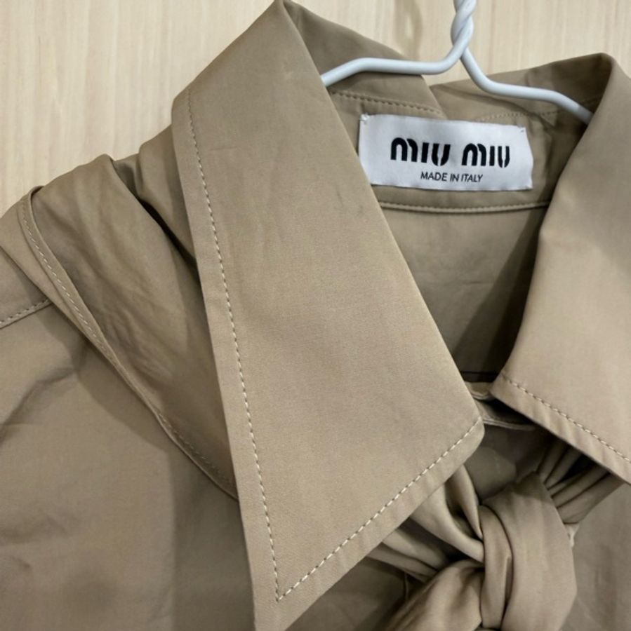 Miu Miu beige neckerchief poplin shirt 36 襯衫-9