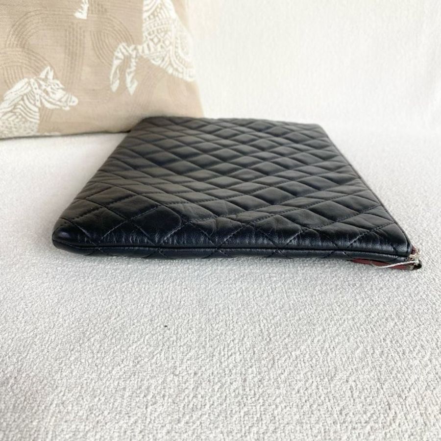 Chanel 黑銀手拿包 羊皮 34*23 99新配件塵袋-3