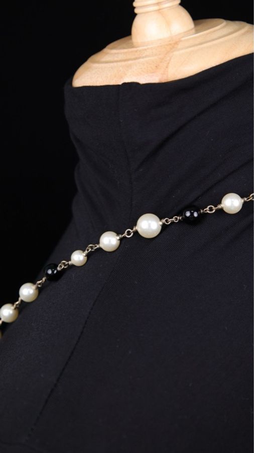 Chanel 08年旋转木马系列黑白珍珠CC旋转木马吊坠长项链毛衣链-21