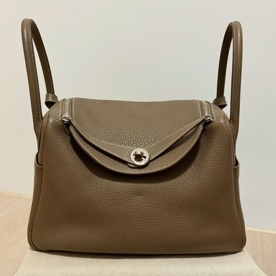 Hermès Lindy30 經典大象灰Etoupe銀釦-0