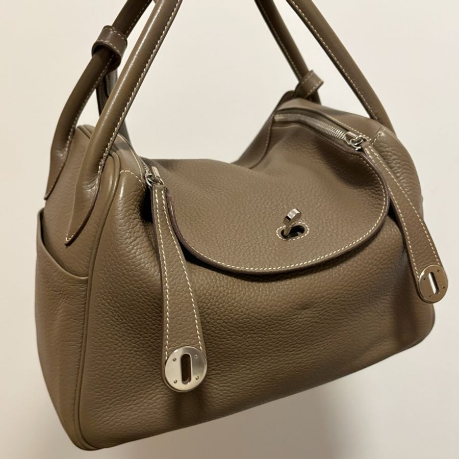Hermès Lindy30 經典大象灰Etoupe銀釦-1