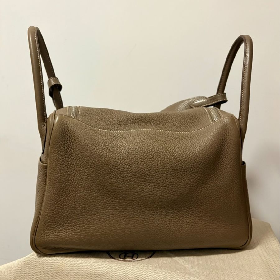 Hermès Lindy30 經典大象灰Etoupe銀釦-6