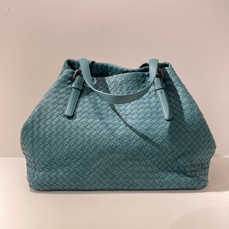 Bottega Vuitton 葆蝶家大號綠色編織格托特手提腋下單肩包 底長40cm-1