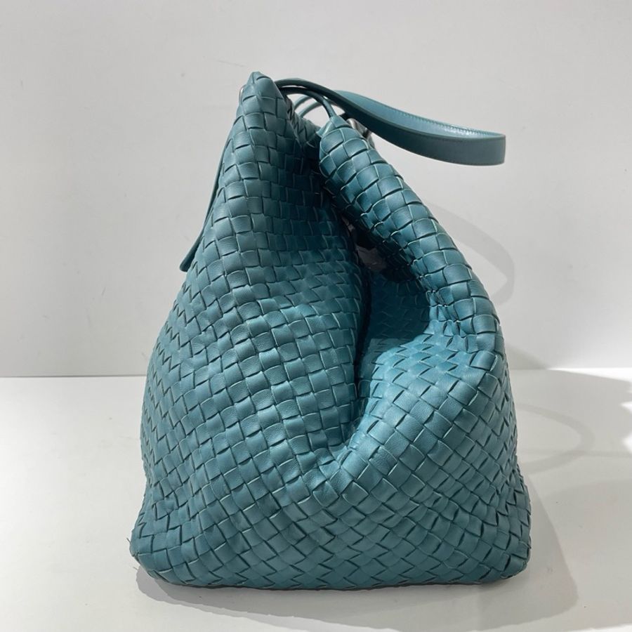 Bottega Vuitton 葆蝶家大號綠色編織格托特手提腋下單肩包 底長40cm-3