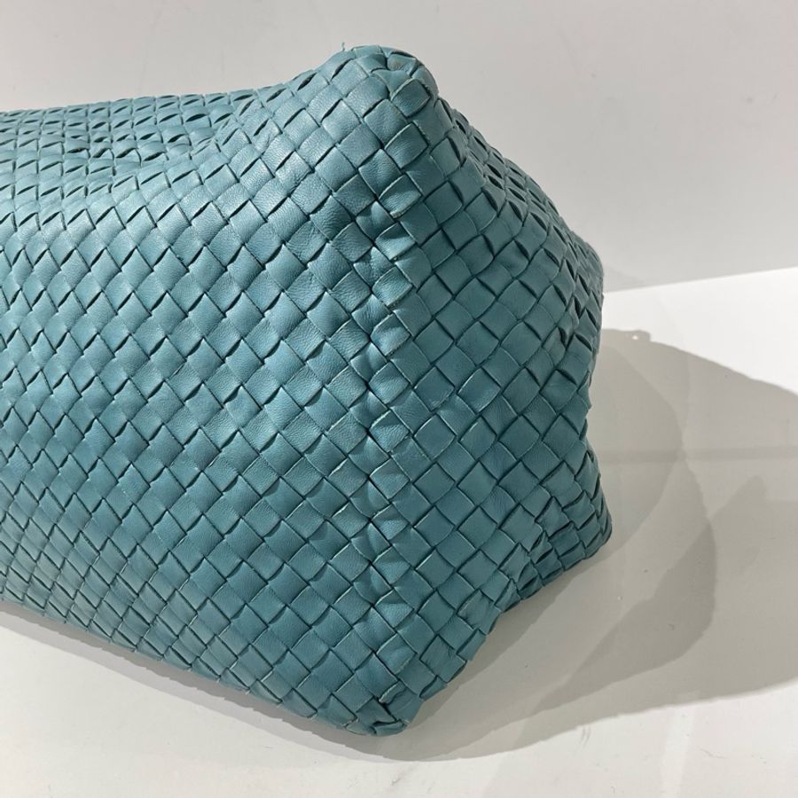 Bottega Vuitton 葆蝶家大號綠色編織格托特手提腋下單肩包 底長40cm-9