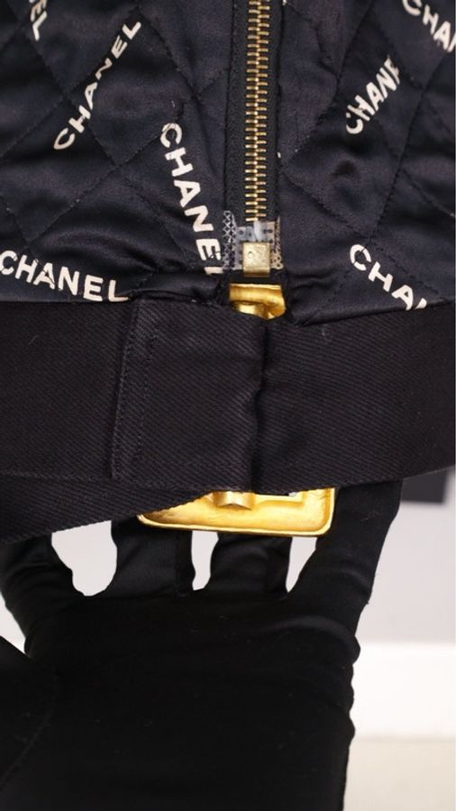Chanel 94年黑金丹宁牛仔四口袋拉链夹克棉服外套-61