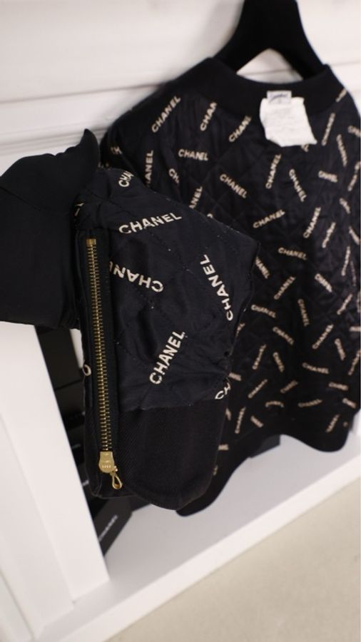 Chanel 94年黑金丹宁牛仔四口袋拉链夹克棉服外套-63