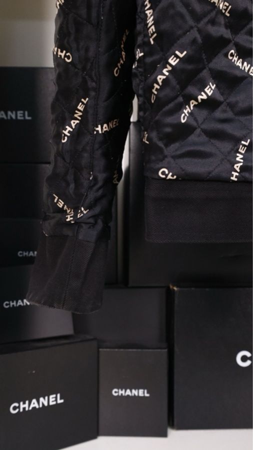 Chanel 94年黑金丹宁牛仔四口袋拉链夹克棉服外套-64