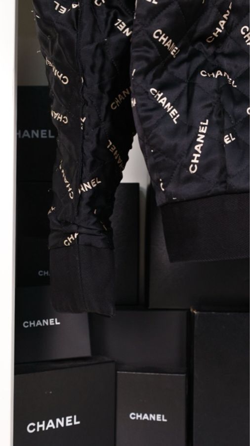Chanel 94年黑金丹宁牛仔四口袋拉链夹克棉服外套-73