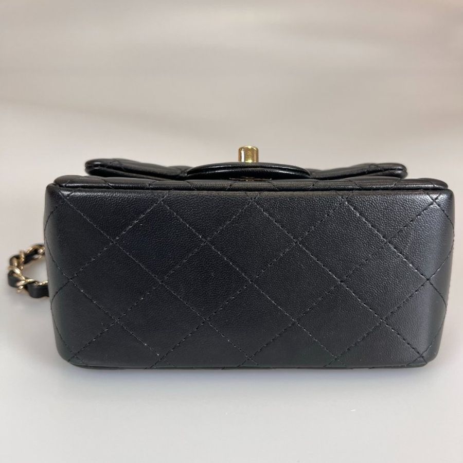 CHANEL CF17 方胖包 羊皮黑淡金 A35200/晶片款-4