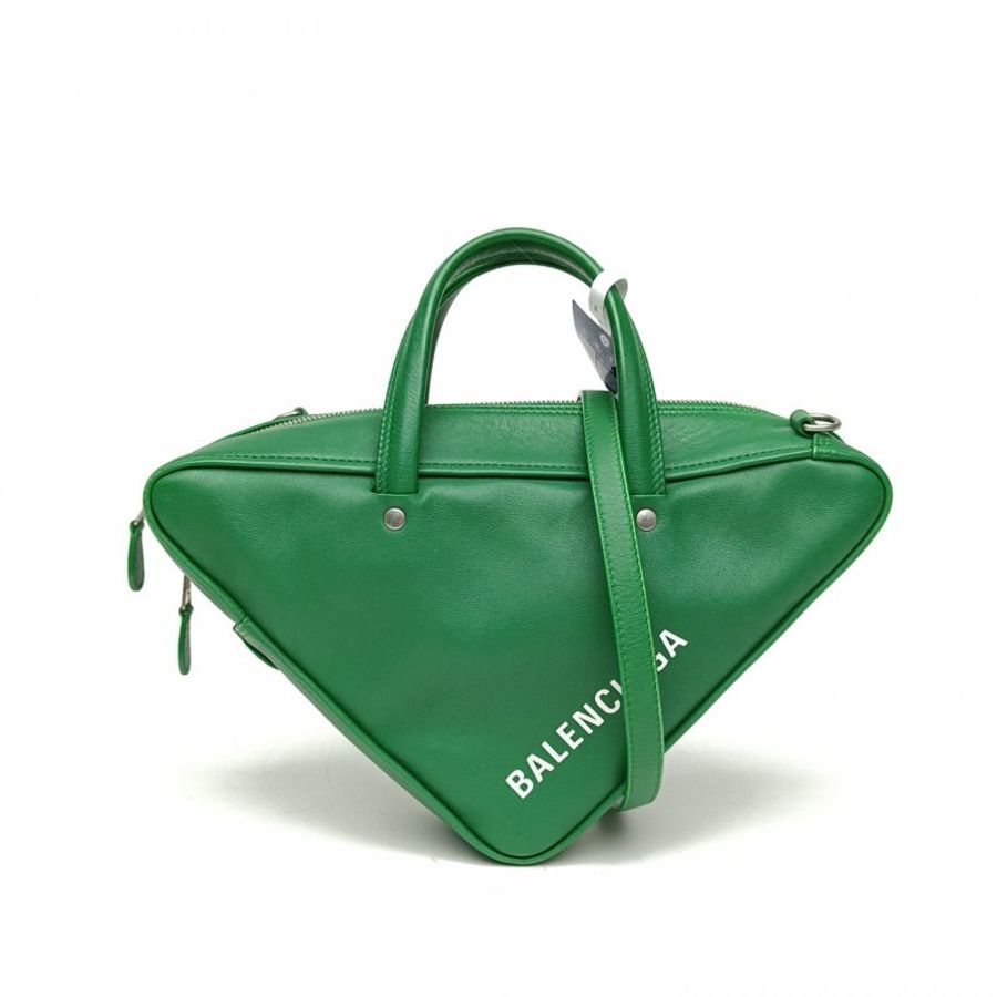 BALENCIAGA 三角包中號24綠色牛皮肩背包-0