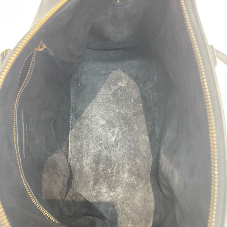 YSL圣罗兰黑银牛皮波士顿水桶包30*23*17-21
