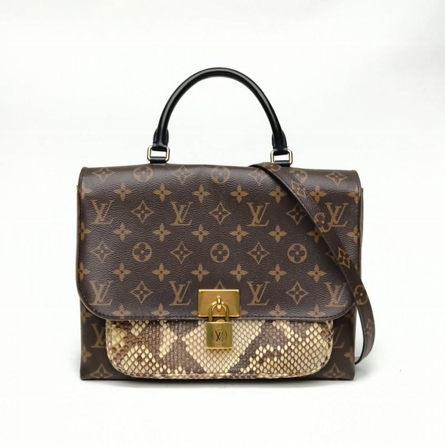 LOUIS VUITTON 老花蛇皮2019MARIGNAN手提郵差包肩背包-0