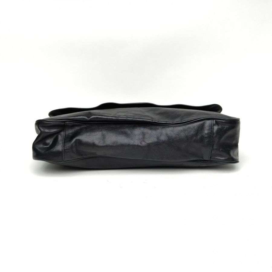 BALENCIAGA 黑色牛皮銀扣Grungy郵差單肩包肩背包-4